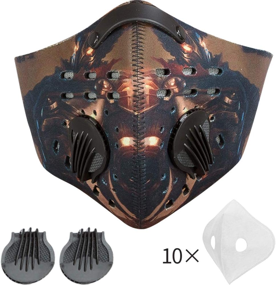 MOCOHANA Breathable Cycling Face Mask with 10pcs Activated Carbon Filters & 2pcs Valves Replacement Anti Dust Masks Reusable Half Face Mask for Running Motorcycle Riding Outdoor Activities