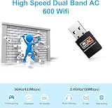 JUSTOP AC600 WiFi Dongle 802.11AC Dual Band 2.4GHz 5GHz Mini Wireless USB view 2