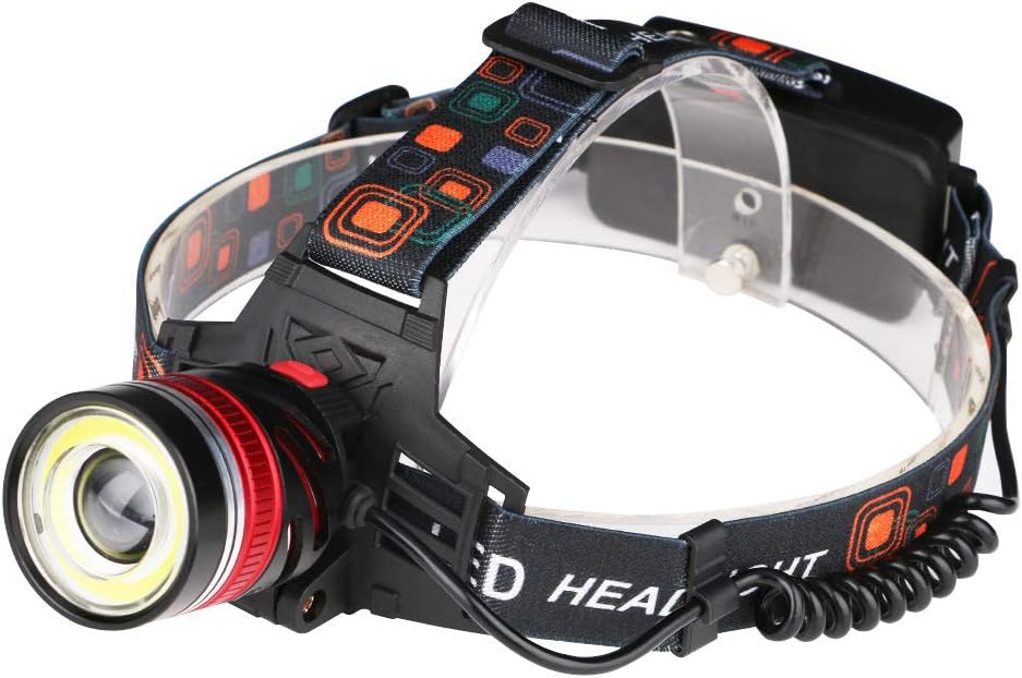 Head Torch, Zoomable Waterproof USB Rechargeable Head Torches, 90 Degree Angle Adjustable Led Headlamp, 4 Modes Light Weight Led Torch