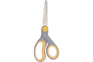 Westcott 8-Inch Titanium-Bonded Scissors with Adjustable Glide Feature for Office and Home - Gray/Yellow