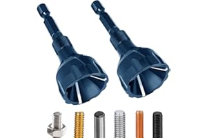 Hakkin 2Pcs Tungsten Carbide Deburring External Chamfer Tool 1/8"-3/4"(3mm-20mm), Deburring Chamfering Drill Bit for Metal, Bolt Thread Repair with Quick Release Hex Shank（Blue）