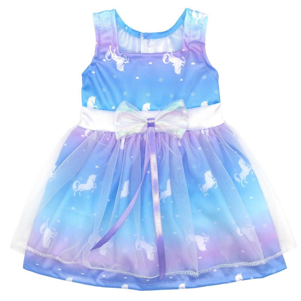 NIXNUT Doll Clothes Long Dress with Mesh Bowknot Graduated Color for American Girl Doll 18-inch
