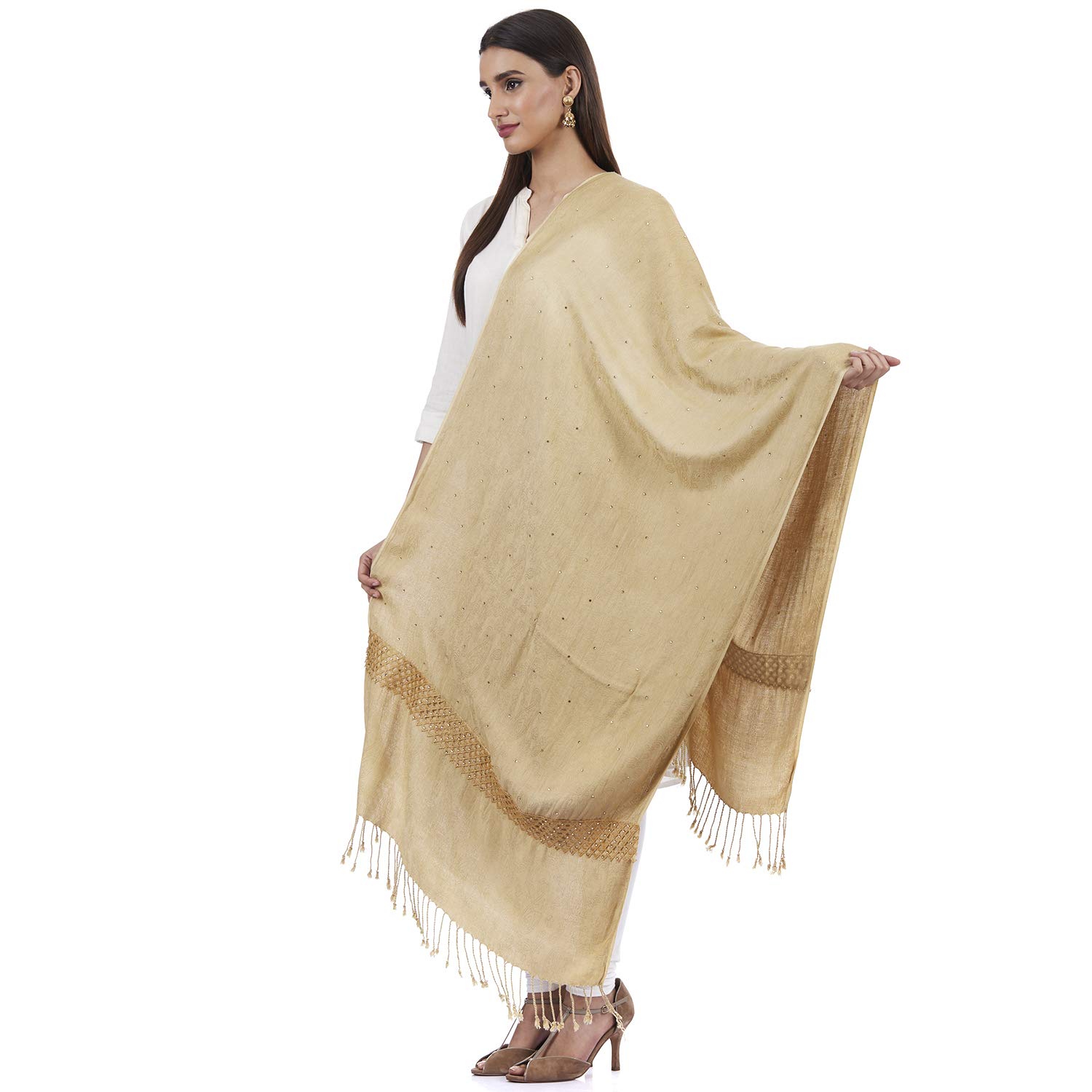 asar creations women's pashmina stole shawl (75 x 200 cm)