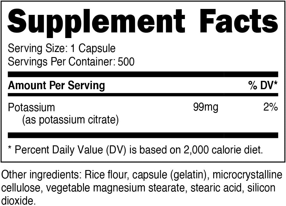 Nutricost Potassium Citrate 99mg, 500 Capsules: Health & Personal Care