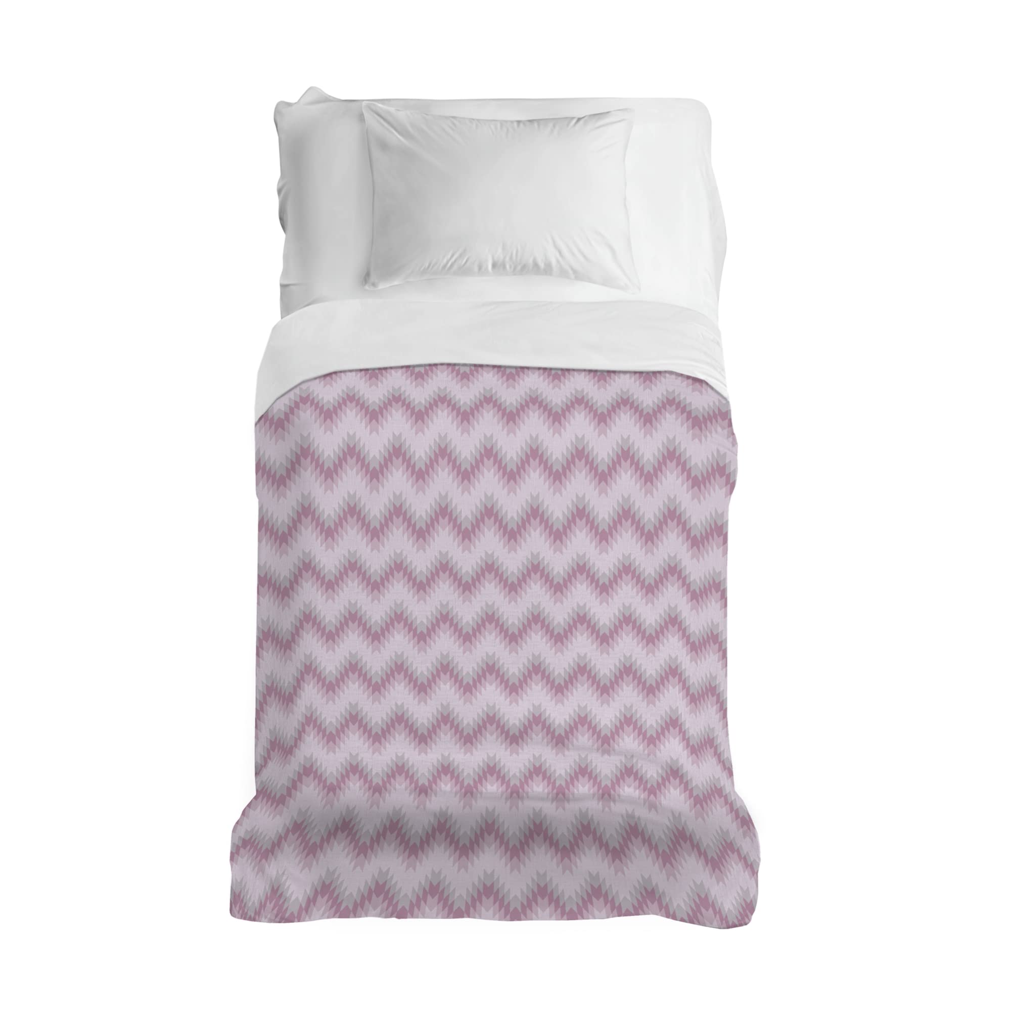 PENSIERI DELICATI Bedspread 170 x 280 cm, Single 100% Cotton Pique, Ideal as Furniture, Single Bed Blanket, Pink Zigzag Pattern, 100% Made in Italy