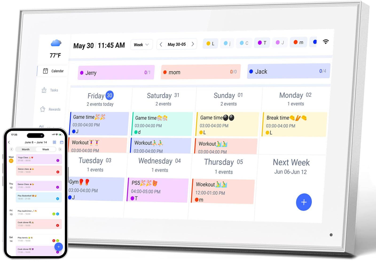 15.6 Inch Smart Digital Calendar Wall Planner & Chore Chart, IPS FHD 1920x1080 Touchscreen Interactive Display for Family Schedules, Streamline Household Organization