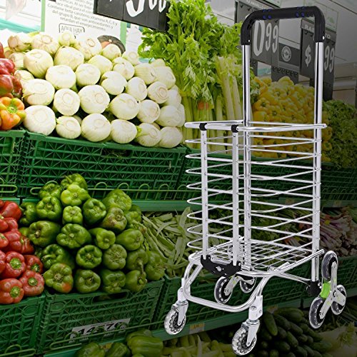 Utheing Folding Aluminum Stair Climbing Shopping Cart with Swivel Wheel Bearings and Waterproof Oxford Cloth Bag, Capacity of 177 pounds (Type1)
