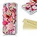 iPhone SE Case, iPhone 5S Case, iPhone 5 Case, Mavis's Diary 3D Handmade Bling Crystal Butterfly and Colorful Flowers Rhinestone Diamond with Hard Case Cover Pink Flower Rhinestone Butterfly