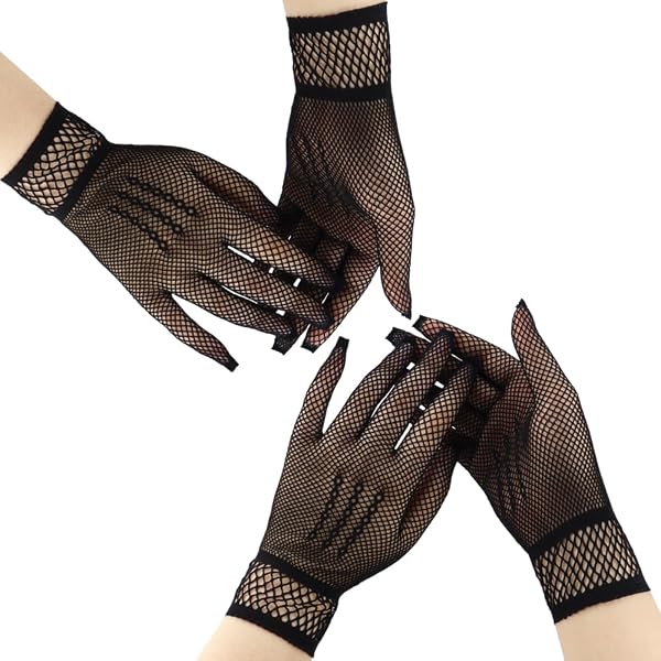 Fishnet Handschuhe Für Damen – 2 Paar, Schwarz, Nylon | Gothic, 80er/90er Party & Halloween