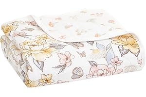 aden + anais Boutique Organic, 100% Organic Cotton Muslin Baby Blanket Crib Bedding for Newborn Baby and Toddler, Nursery Blanket for Boys and Girls, Baby Registry and Shower Gift - Earthly, Rosewood