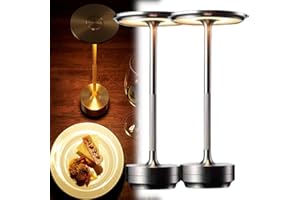 BSDDP Casekis Ecolume Table Lamp, Small Wireless Rechargeable Lamps Cordless, Kitchen LED Warm Light Countertop, Portable Modern Brass Decorative Touch Lights for Patio, Bedroom, Living Room(2*Silver)