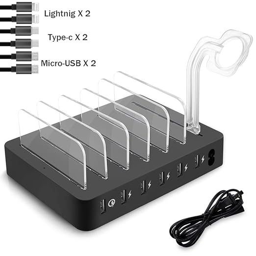 shumeifang QC3.0 USB Ladestation 6 Ports Universell Ladegerät Für Mehrere Geräte Handys Tablets 60W 12V/9A Dockingstation für