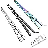 3 Pcs Butterfly Training Accessories, Unsharpened Trainer Practice Tool for Beginner, Unedged Steel Metal Butterfly Folding T