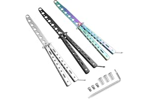 3 Pcs Butterfly Training Accessories, Unsharpened Trainer Practice Tool for Beginner, Unedged Steel Metal Butterfly Folding T