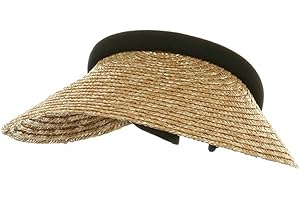 MEGA CAP MG Ladies Sewn Braid Wheat Straw Clip-On Visor (Natural)