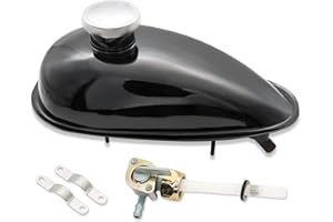 NOTETOUPT Bicycle Fuel Gas Tank 2L Fuel Tank Fit for 49cc 50cc 60cc 66cc 80cc Engine Motorized Bike Black Fuel Gas Tank Petcock with Cap Upgrade Replacement Gas Fuel Petrol Tank