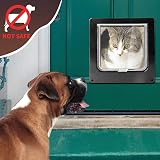 EASY JOY 4 Way Locking Cat Flap Medium with Magnets Silent Door In/Out/Closed view 5
