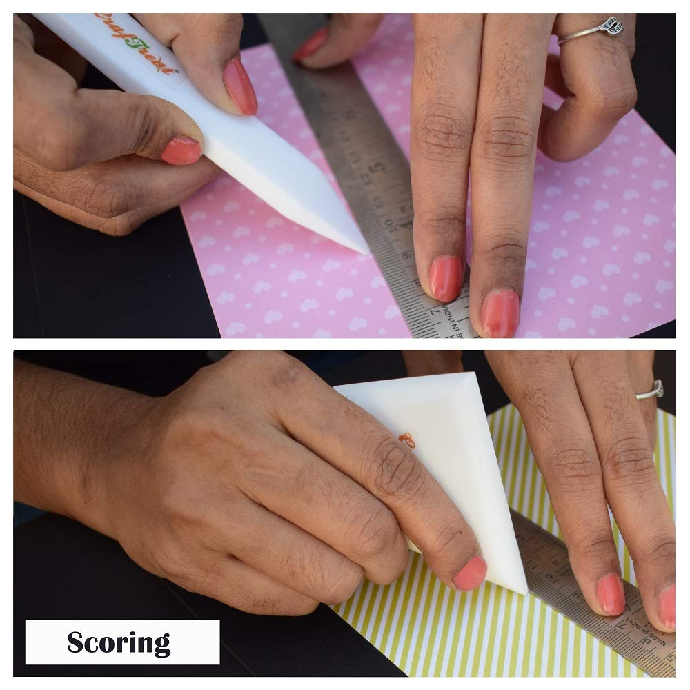 CrafTreat Teflon Bone Folder and Scoring Tool Set - Large & Ergo Square - Paper Scorer for Paper Crafting, Origami, Bookbinding - Leather Burnishing Tool - Smooth, Non Stick, Ergonomic Craft Tool