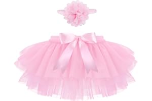 BABY AMABC Baby Girls Tutu Skirt with Diaper Cover,Soft Tulle Skirt Infant Shorts with Headband