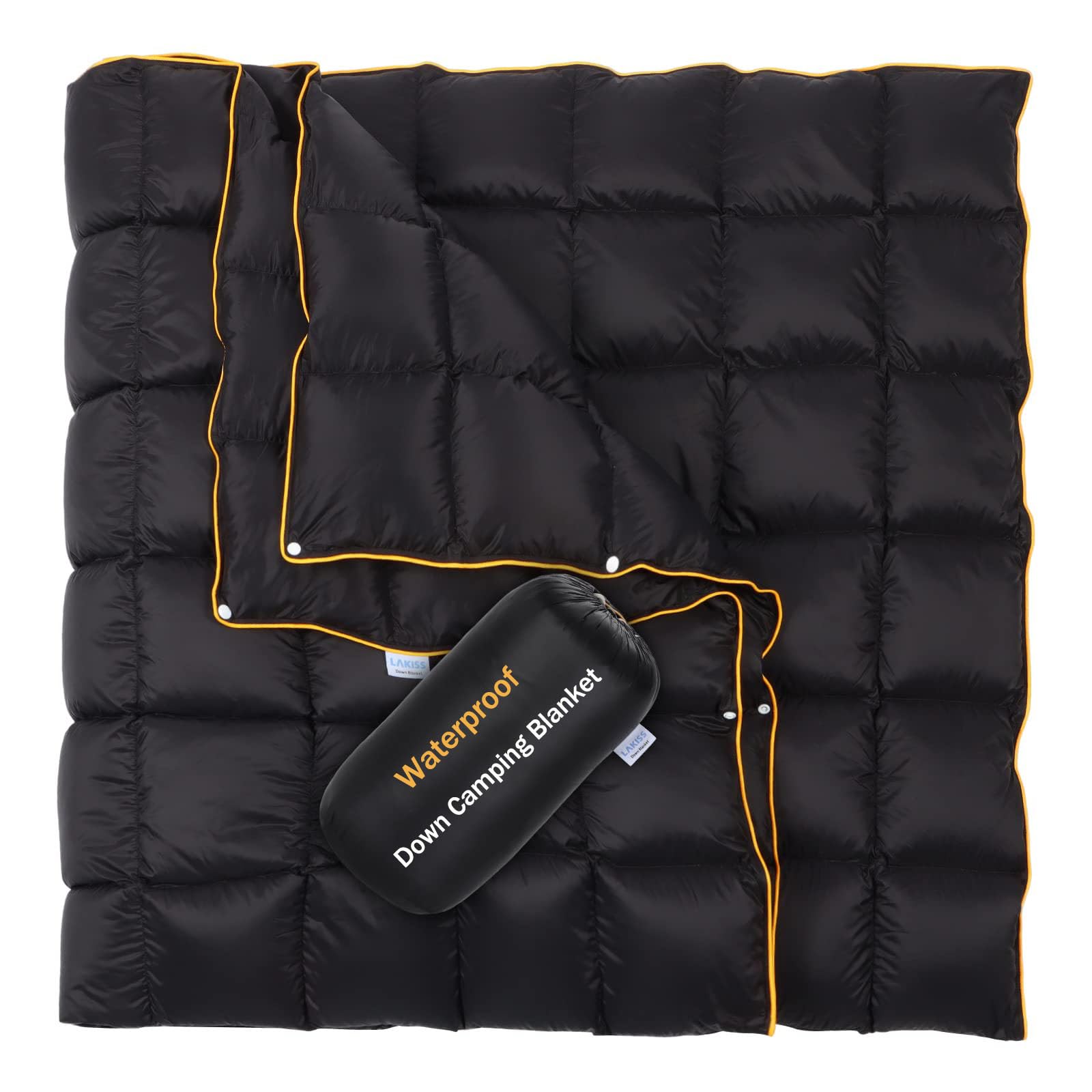 Lvkiss Waterproof Down Camping Blanket: 57.1" × 72.8" Lightweight Packable Quilt, 20D Water-Resistant Shell, Compact & Warm for Hiking, Travel & Outdoor Camping