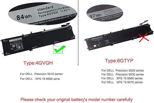 Amazon Com 1p6kd 4gvgh Battery For Dell Xps 15 9550 Precision 5510 Laptop 11 4v 84wh Computers Accessories