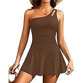 Yonique One Piece Swimdress - Women Tummy Control One Shoulder Bathing Suit with Skirt 2025