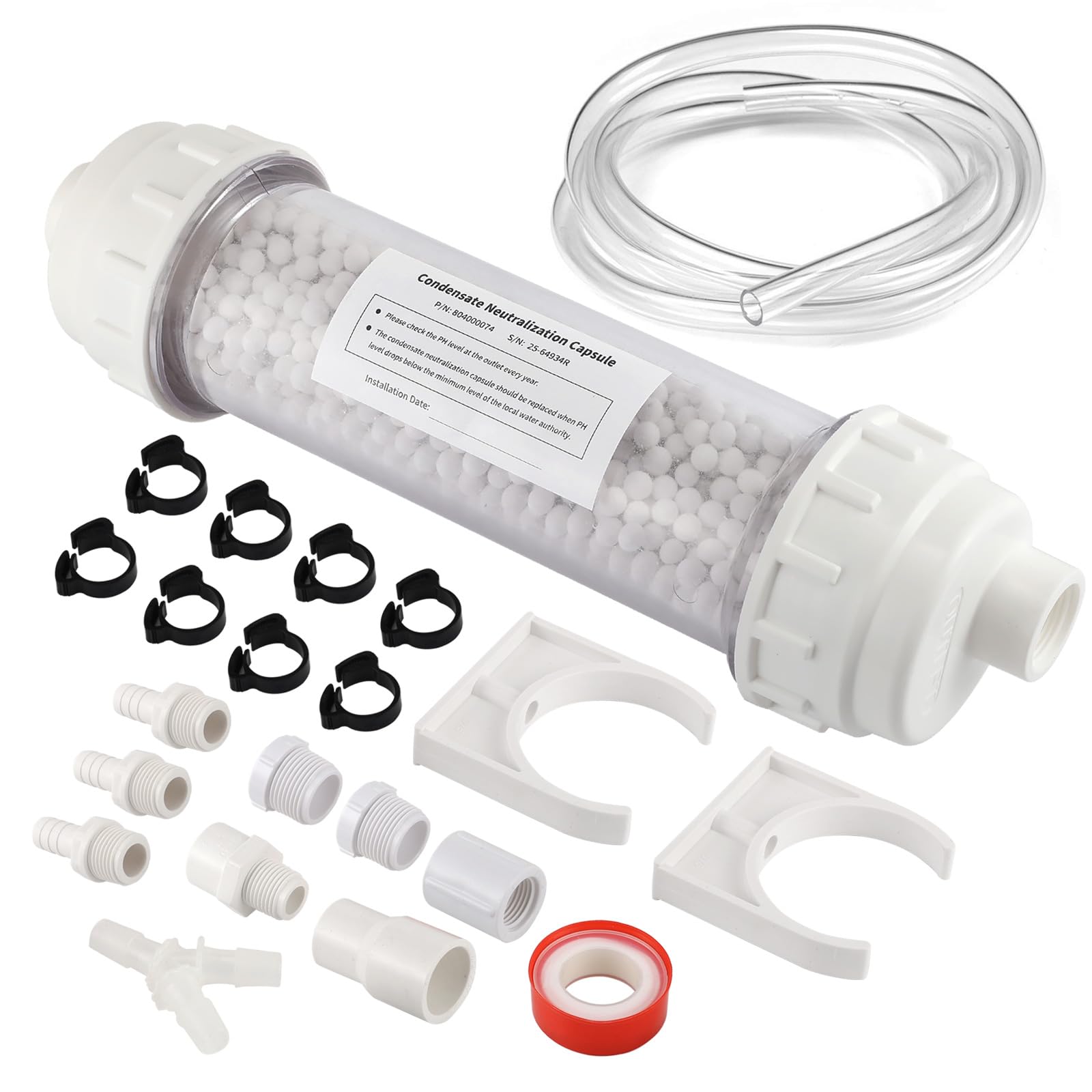 Photo 1 of Condensate Neutralizer Kit Compatible with Rinnai 804000074 - High Stability Microporous Pellets for pH Neutralization, COD Reduction & Water Heater System Efficiency