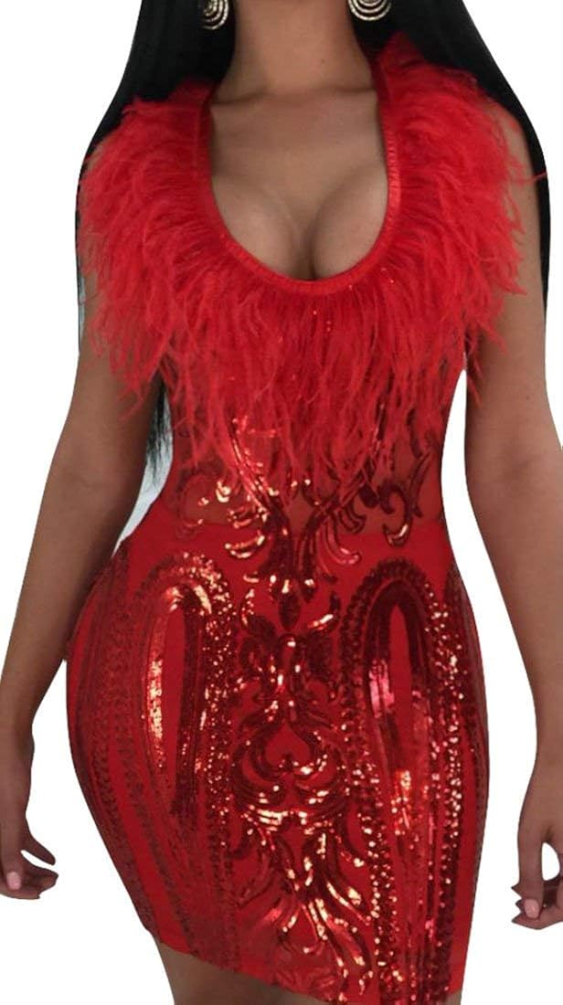 Alion Womens Fashion Sleeveless Sequins 
