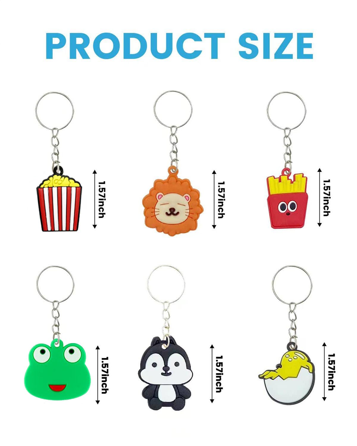 GADMEXILY 100pcs Cartoon Keychain for Kids Party Favors, Mini Cute Keyring for Classroom Prizes, Birthday Christmas Party Favors Gift, Goodie Bag Stuffers Supplies, 20 Colors