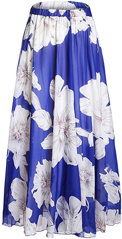 blue floral long skirt