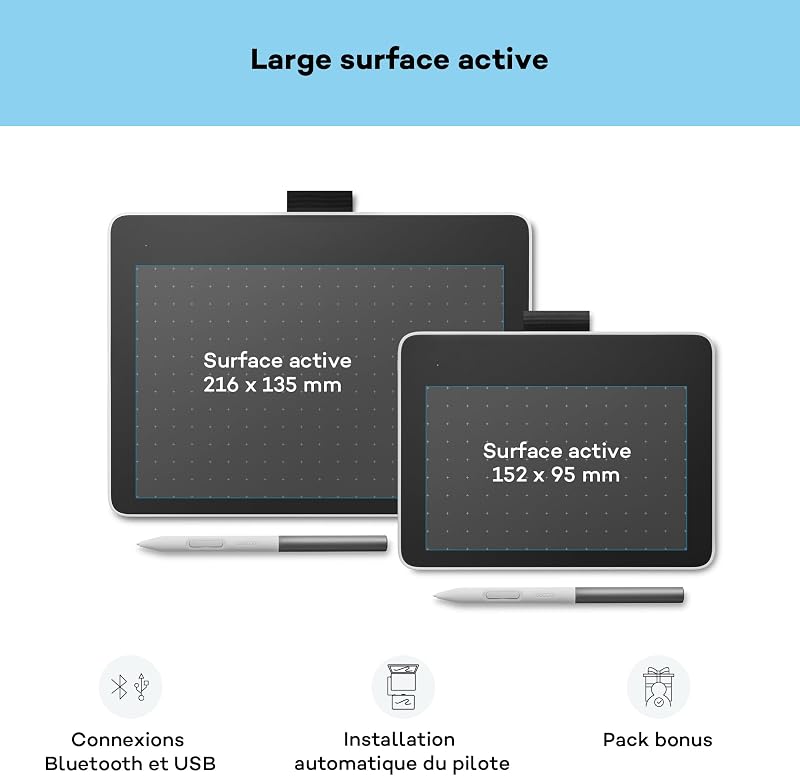 One Medium, Tablette Graphique, INCL. Stylet sans Pile, Inclinaison