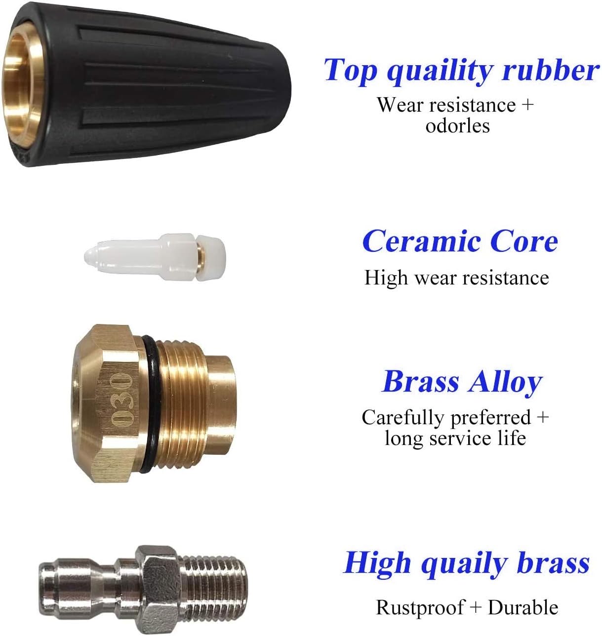 Xiny Tool Rotating Turbo Nozzle, 1/4 Inch Rotating Turbo Nozzle for Pressure Washer with 5 Nozzle Tips, Orifice 3.0, 4000 PSI: Home Improvement