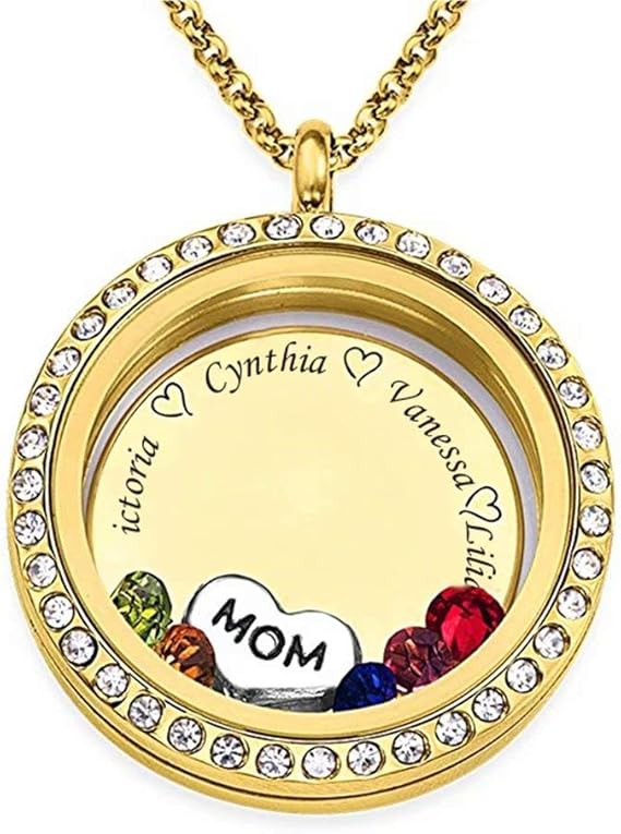 925 Silver Floating Charm Living Memory Lockets for Mom with Birthstone