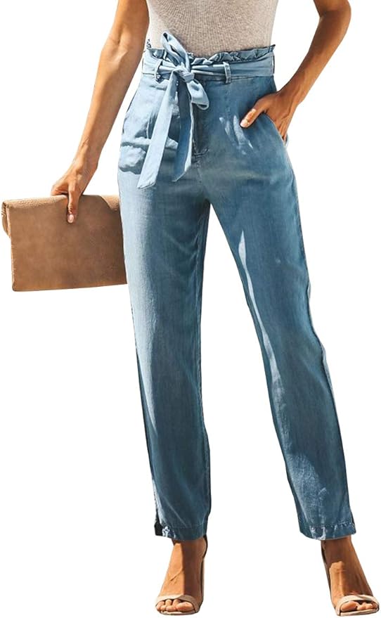 high waisted tie ankle pants