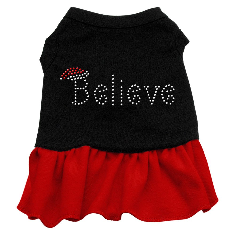 Mirage Believe Rhinestone Pet Dress, 16-inch, Black/Red