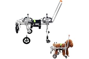 RUIFAR Dog Wheel Chair, Adjustable 4 Wheel Pet Wheelchair with Handle for Small and Medium Sized Cats/Dogs, Dog Wheelchair Cart for Front Leg Arthritis, Weak Limbs (XXXS)