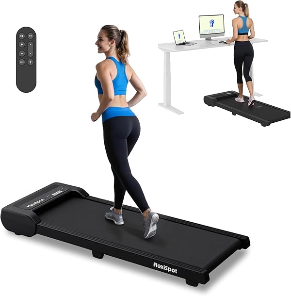 FlexiSpot Laufband Walking Pad für zuhause und Büro, Geräuscharme Laufbänder 4 in 1 Tragbares Laufband mit Fernbedienung und LED Display DynamicX