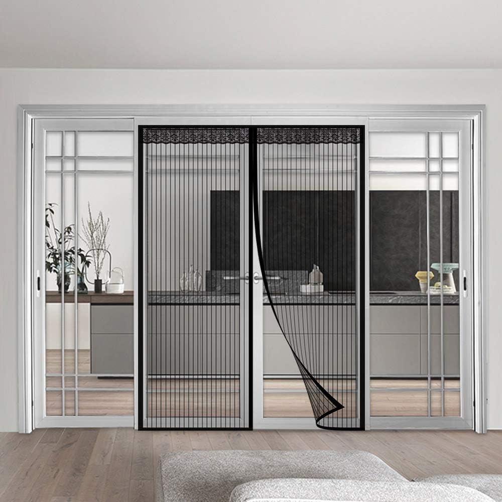 Coedou Magnetic Fly Screen Door, Screen Easy to Install Without Drilling, Heavy Duty Screen Bug Mesh Curtain Fly Screens, Top-to-Bottom Seal Automatically - Fits Doors Up to 64 x 82-Inch