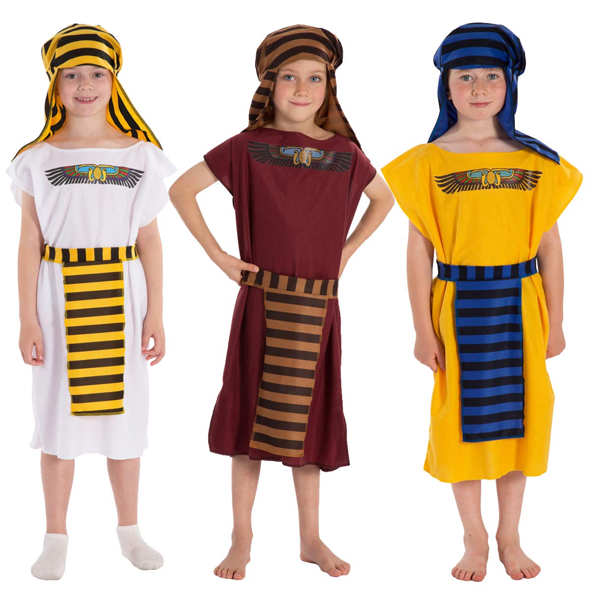 Charlie Crow Egyptian Costume Set for children | (Yellow, 9-12 years)