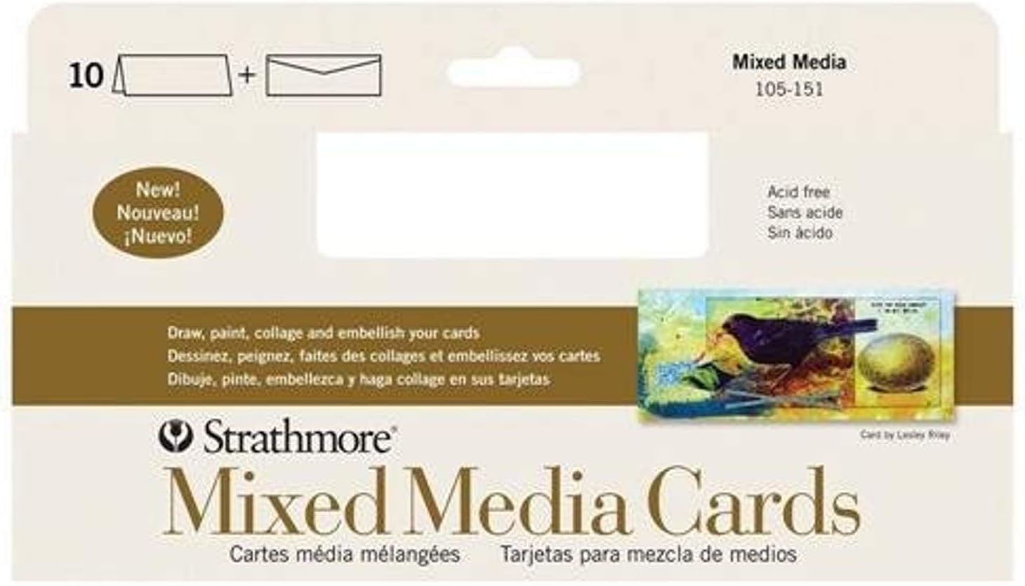 Strathmore 105-18 Mixed Media Cards, Announcement Size, Vellum, 10 Cards & Envelopes: Office Products