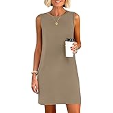 ANRABESS Womens Summer Casual Mini Dresses 2026 Sleeveless Crewneck Split Wrinkle-Free Beach Travel Vacation Short Sundress