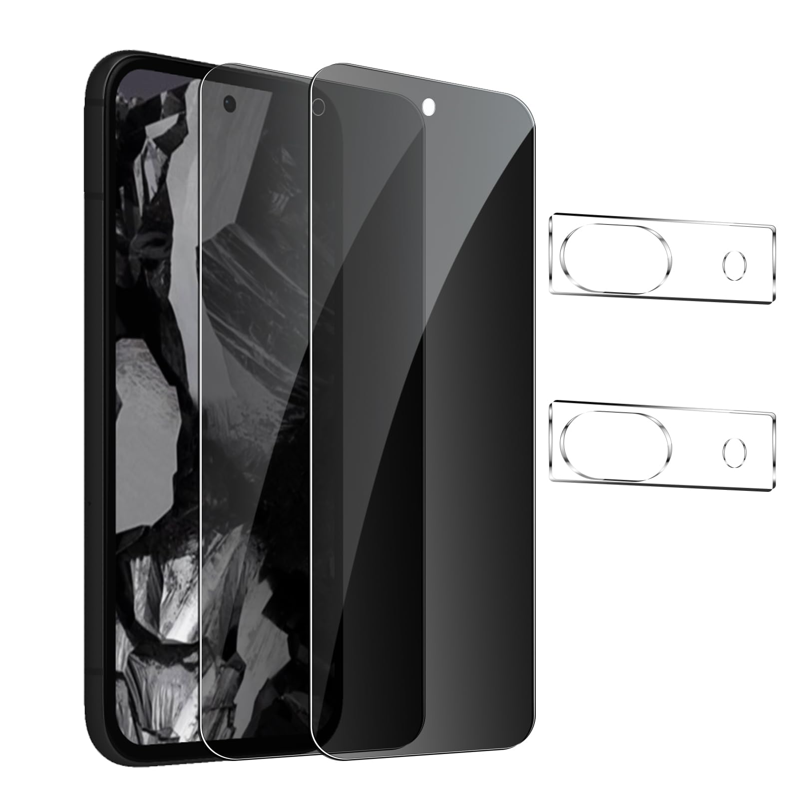 [2+2 Pack] Privacy Screen Protector for Google Pixel 8a,Anti-Spy Tempered Glass Film, Fingerprint Recognition, 9H Hardness, Anti Scratch, Anti Fingerprint