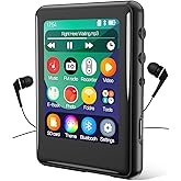 MP3 Player with Bluetooth 5.3,Tokemisc 16GB Full Touchscreen Kids Portable Music Device with Speaker,FM Radio,E-Book,Built-in Micro SD Card Slot,Earphones Included,Max 256GB Expand