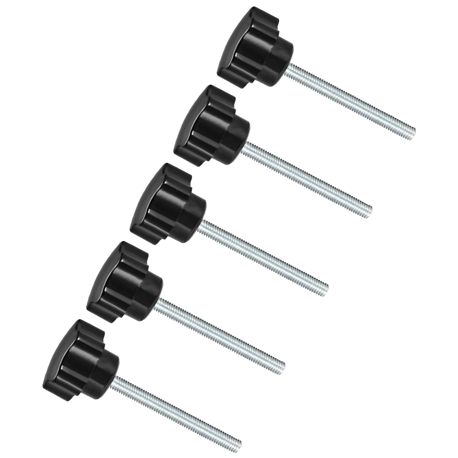 CoCud Star Clamping Knobs, M6 x 60mm Male Thread 31mm Head, Plastic Thumb Screw Grip Hand Knobs Threaded Bolt Black - (Applications: for Lathe Machinery), 5-Pieces
