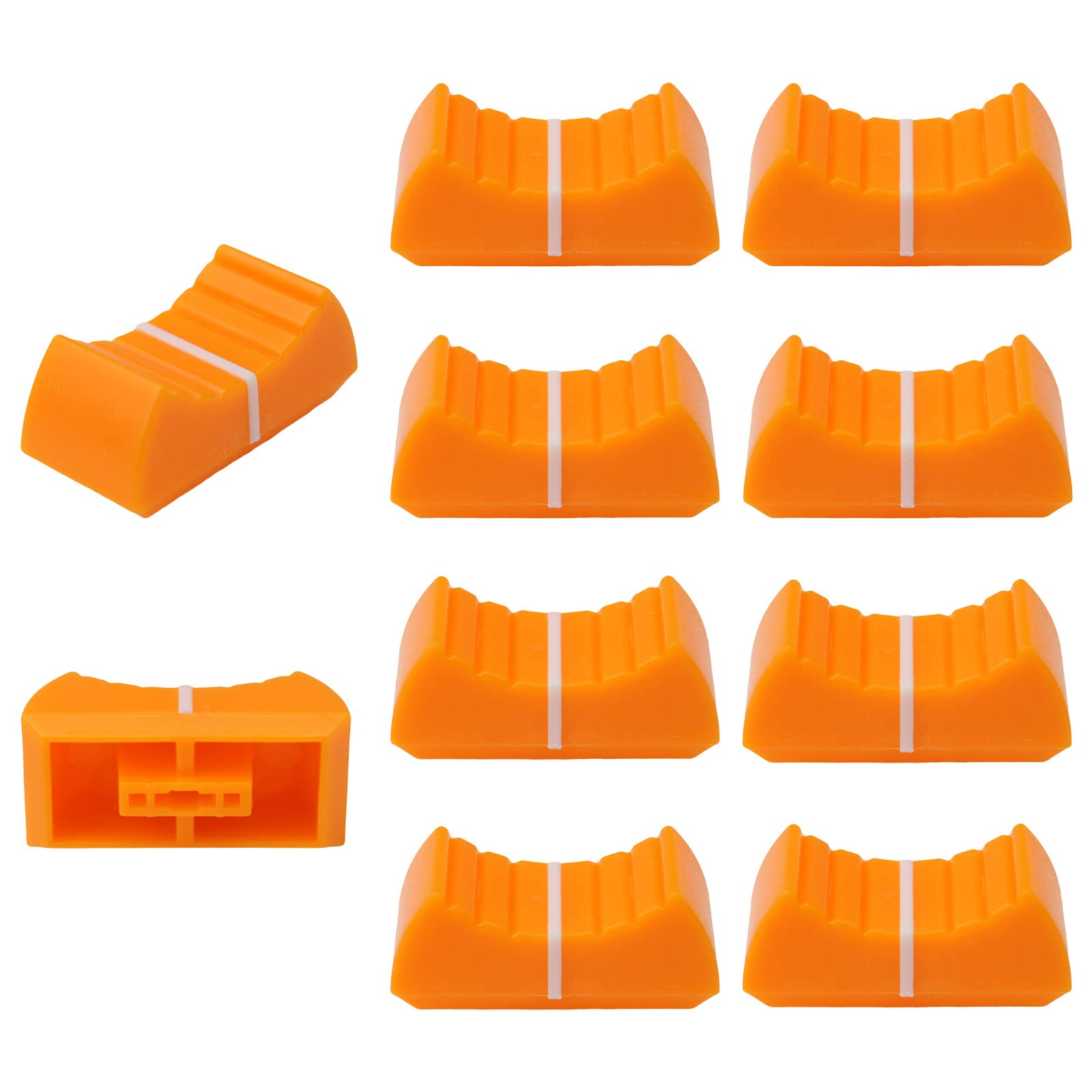 4mm Hole Colour Body Linear Slider/Fader Caps Pack of 10 (Orange/White)