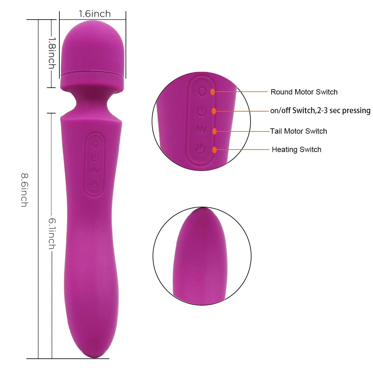 Wireless Handheld Full Body Electric Wand Massager by TIANYI | Waterproof Electric Massage Made with Skin Soft Silicone | (CC)
