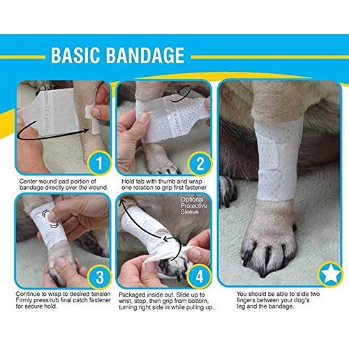 PawFlex Basic Leg Bandages for Dogs, Cats and Other Pets First Aid Non-Adhesive Fur Friendly - Value 10 Pack (5 Standard, 5 Wide) (Medium)