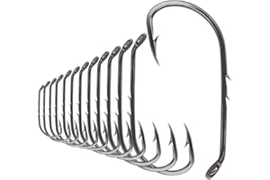 LURELINK Baitholder Fishing Hooks 100 Pack - Double-Barbed Long Shank for Bluegill Bass Trout Walleye Black/Red, 8/0-#8