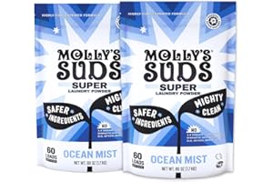 Molly's Suds Super Powder Detergent | Extra Strength Laundry Soap, Stain Fighting | Sensitive Skin | Simple, Effective Ingredients | Ocean Mist, 120 Loads Total (2 Pack)