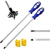 smseace 2-Pack 12-Inch Slotted &amp; Phillips Screwdriver Set, Long Flat Blade &amp; Cross-Head Design, Magnetic Extended Screwdriver With Rubber Handle